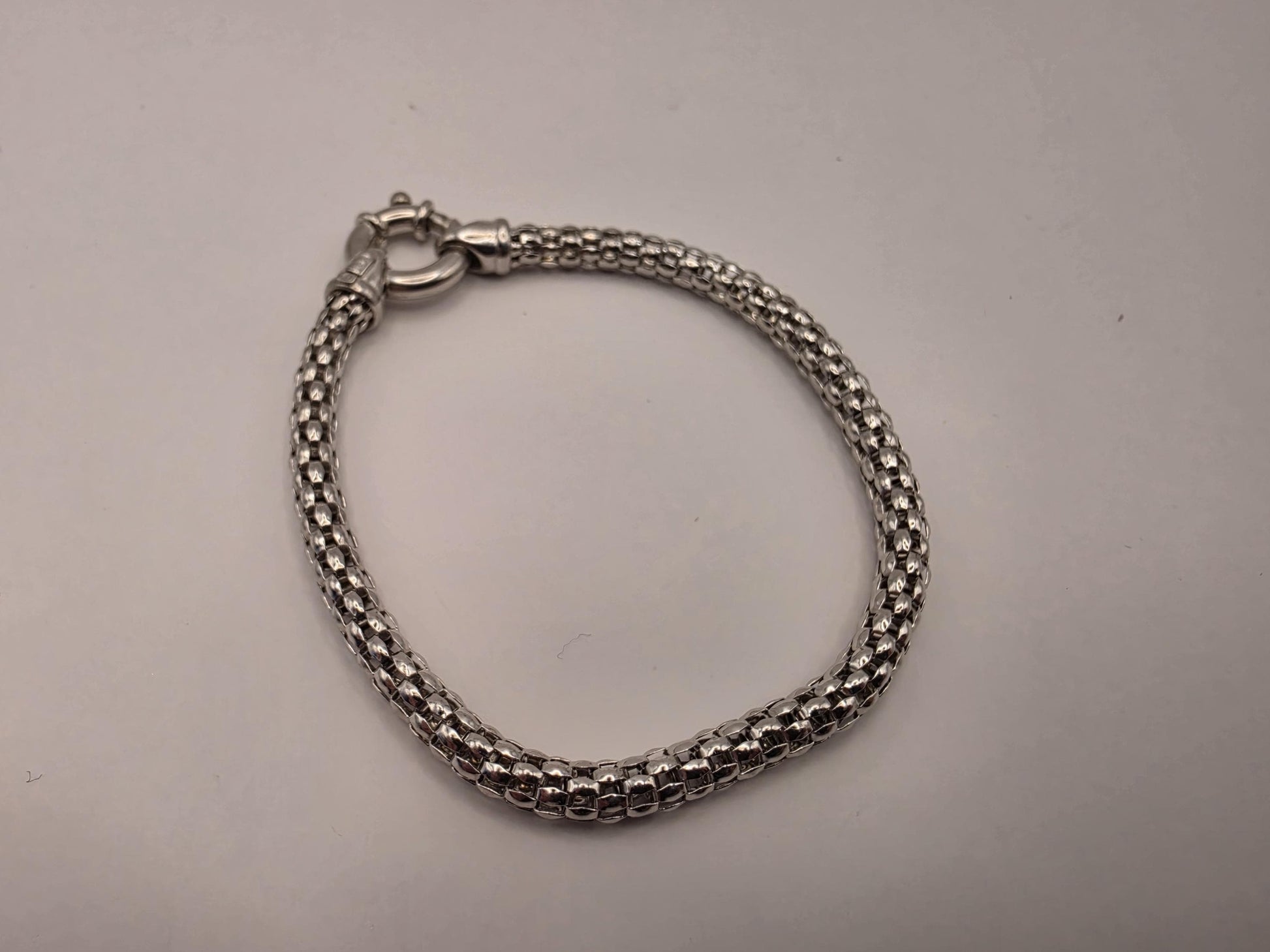 Sterling Silver Popcorn Mesh Bracelet | 925 Silver | 7.5 Inch | 4.3mm Rope Mesh Chain Bracelet