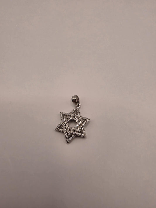 Sterling Silver Star of David Pendant | 925 Silver CZ Star of David Charm | Jewish Star Necklace Pendant | Spiritual Protection Charm