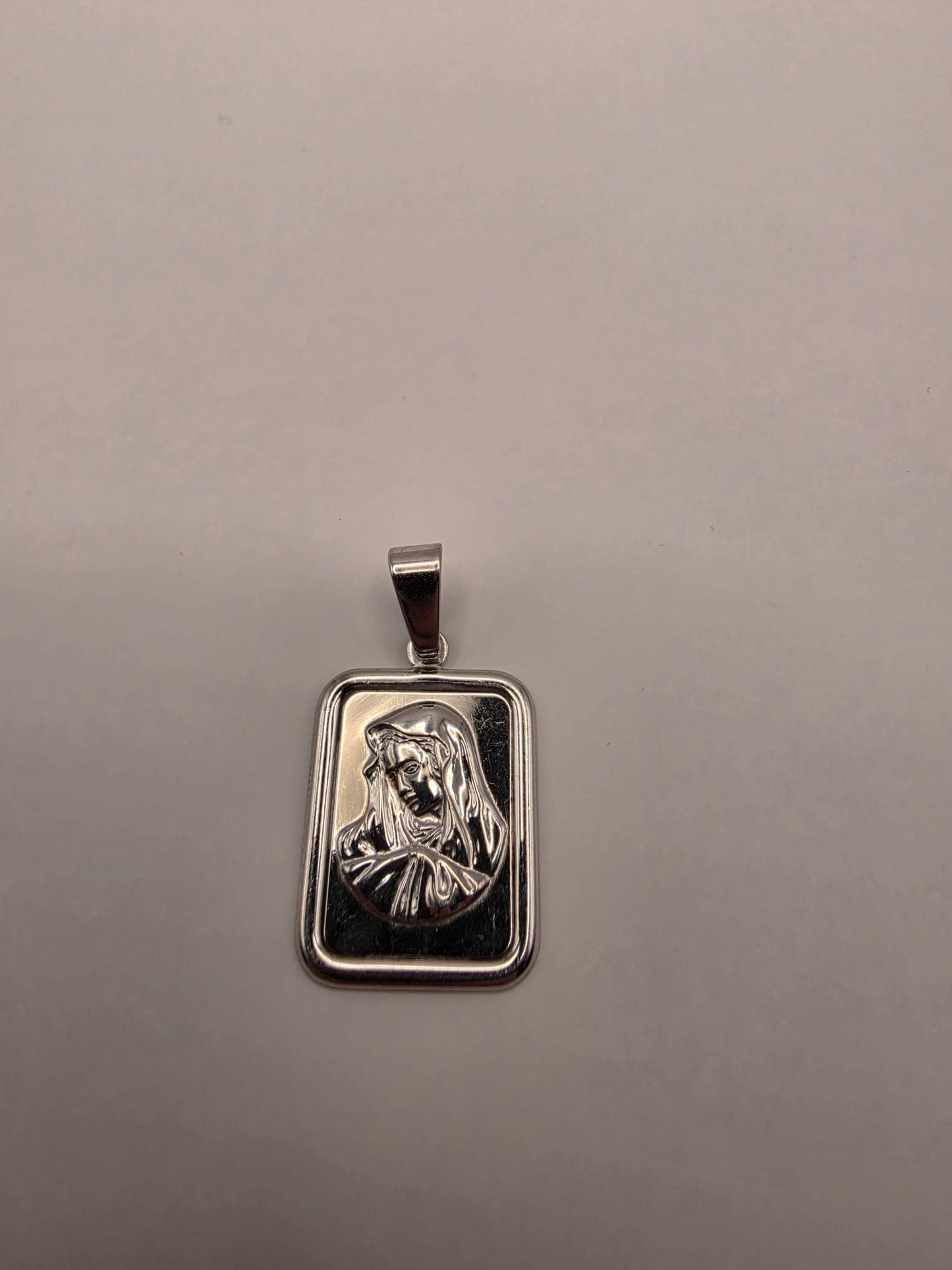 Sterling Silver Virgin Mary Pendant | 925 Silver Madonna Portrait Medal | Catholic Mary Charm Necklace Pendant