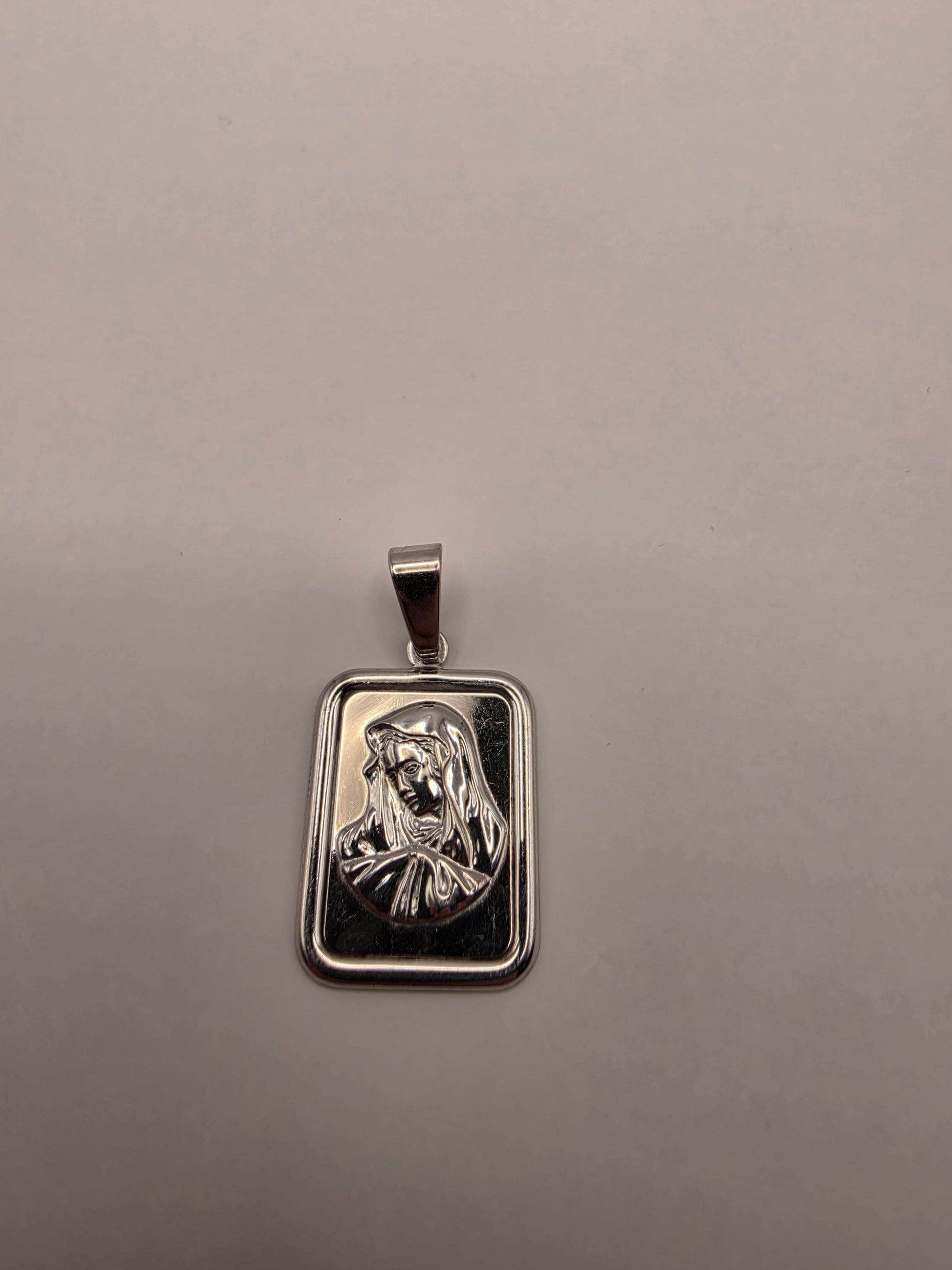 Sterling Silver Virgin Mary Pendant | 925 Silver Madonna Portrait Medal | Catholic Mary Charm Necklace Pendant