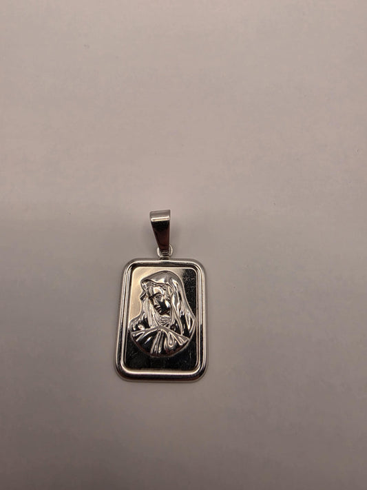 Sterling Silver Virgin Mary Pendant | 925 Silver Madonna Portrait Medal | Catholic Mary Charm Necklace Pendant