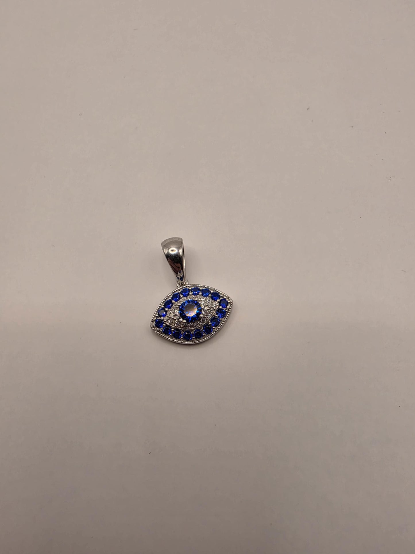 Sterling Silver Evil Eye Pendant | 925 Silver Blue CZ Evil Eye Charm | Marquise Evil Eye Necklace Pendant | Spiritual Protection Charm