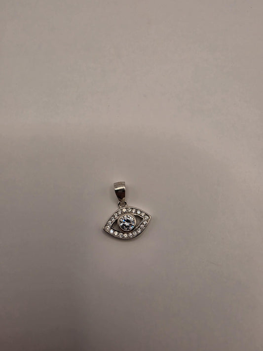 Sterling Silver Evil Eye Pendant | 925 Silver CZ Eye Charm | Dainty Evil Eye Necklace Pendant | Spiritual Protection Charm