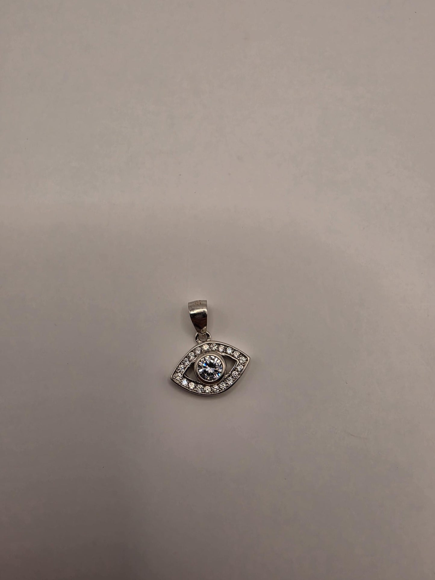 Sterling Silver Evil Eye Pendant | 925 Silver CZ Eye Charm | Dainty Evil Eye Necklace Pendant