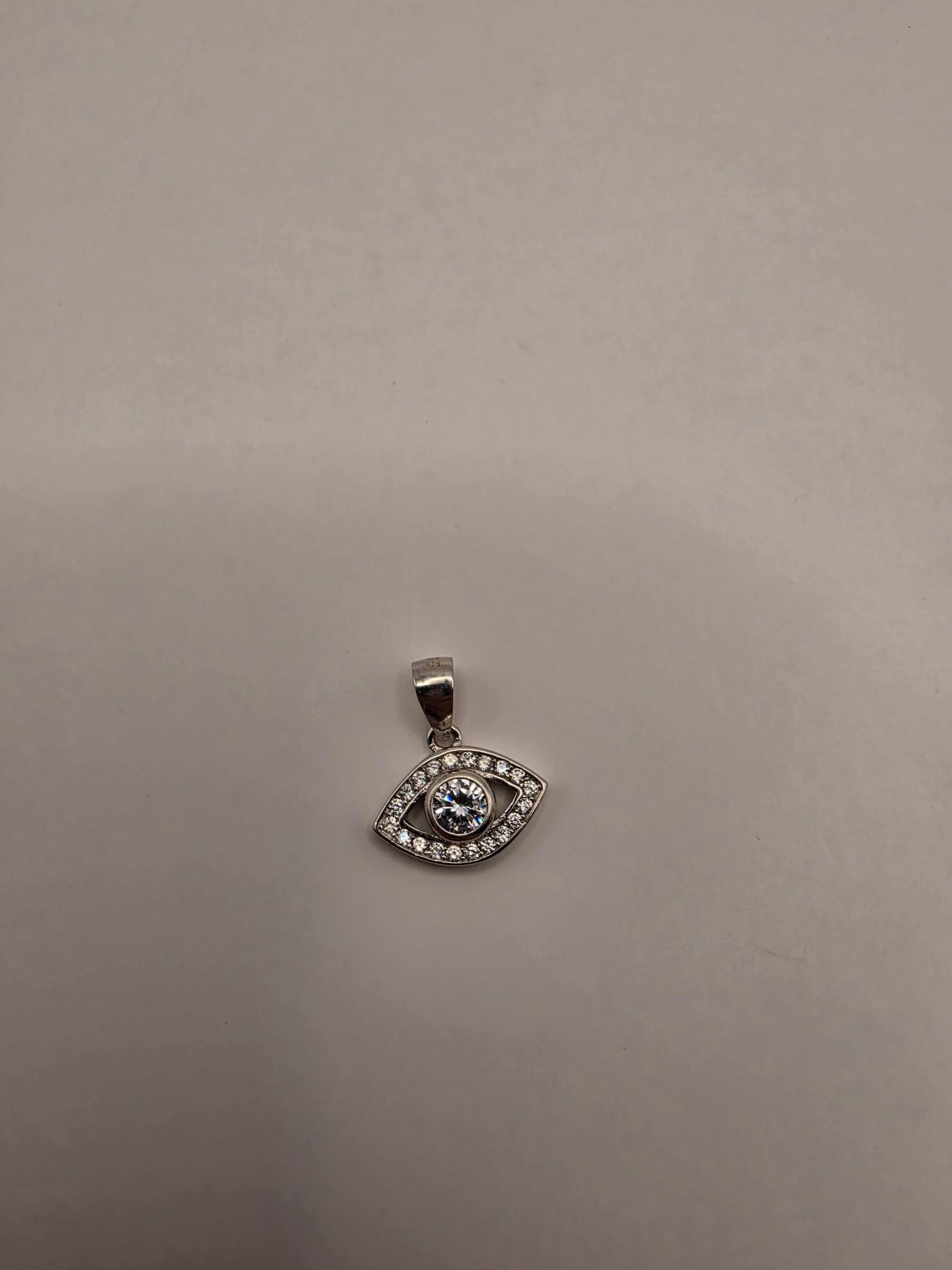 Sterling Silver Evil Eye Pendant | 925 Silver CZ Eye Charm | Dainty Evil Eye Necklace Pendant