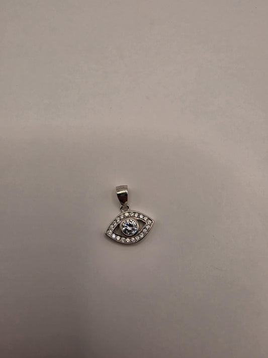 Sterling Silver Evil Eye Pendant | 925 Silver CZ Eye Charm | Dainty Evil Eye Necklace Pendant