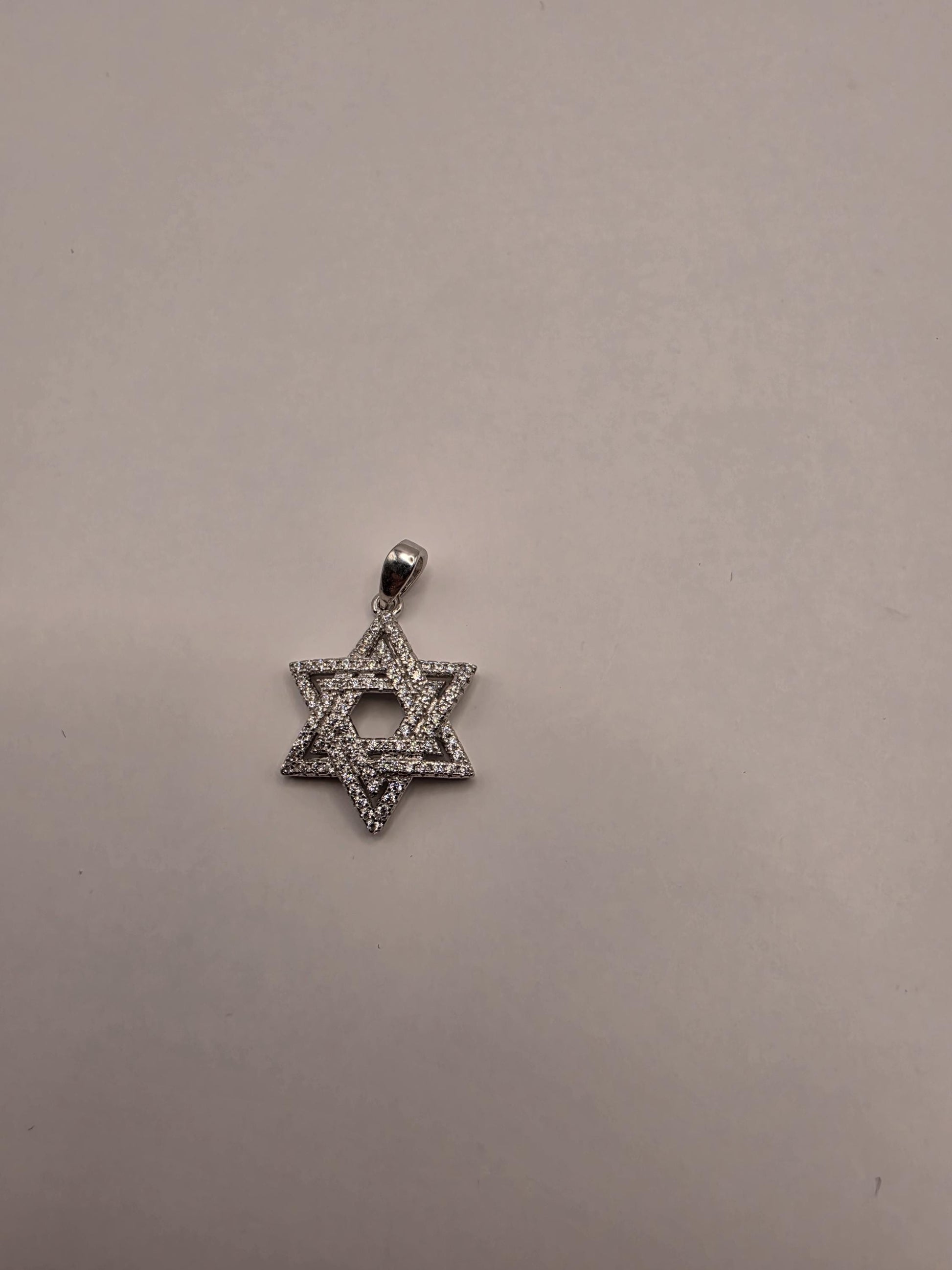 Sterling Silver Star of David Pendant | 925 Silver CZ Outline Jewish Star Charm | Magen David Necklace Pendant