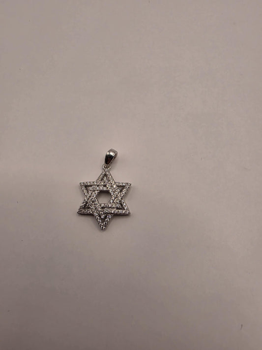 Sterling Silver Star of David Pendant | 925 Silver CZ Outline Jewish Star Charm | Magen David Necklace Pendant