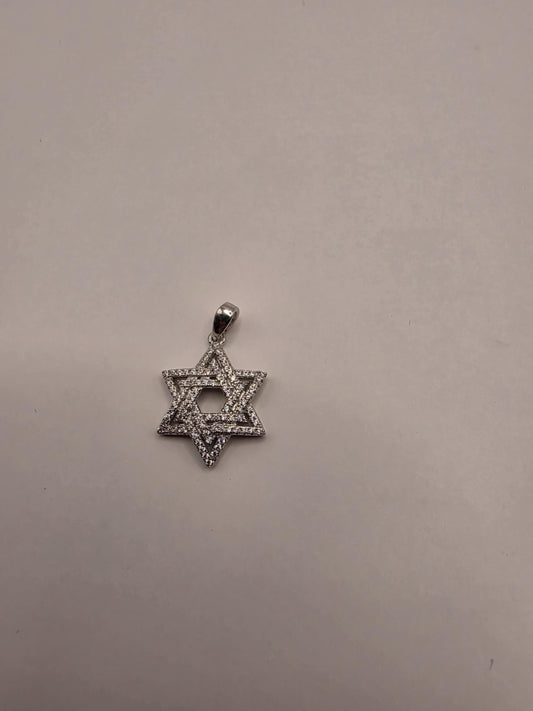 Sterling Silver Star of David Pendant | 925 Silver CZ Outline Jewish Star Charm | Magen David Necklace Pendant | Spiritual Protection Charm