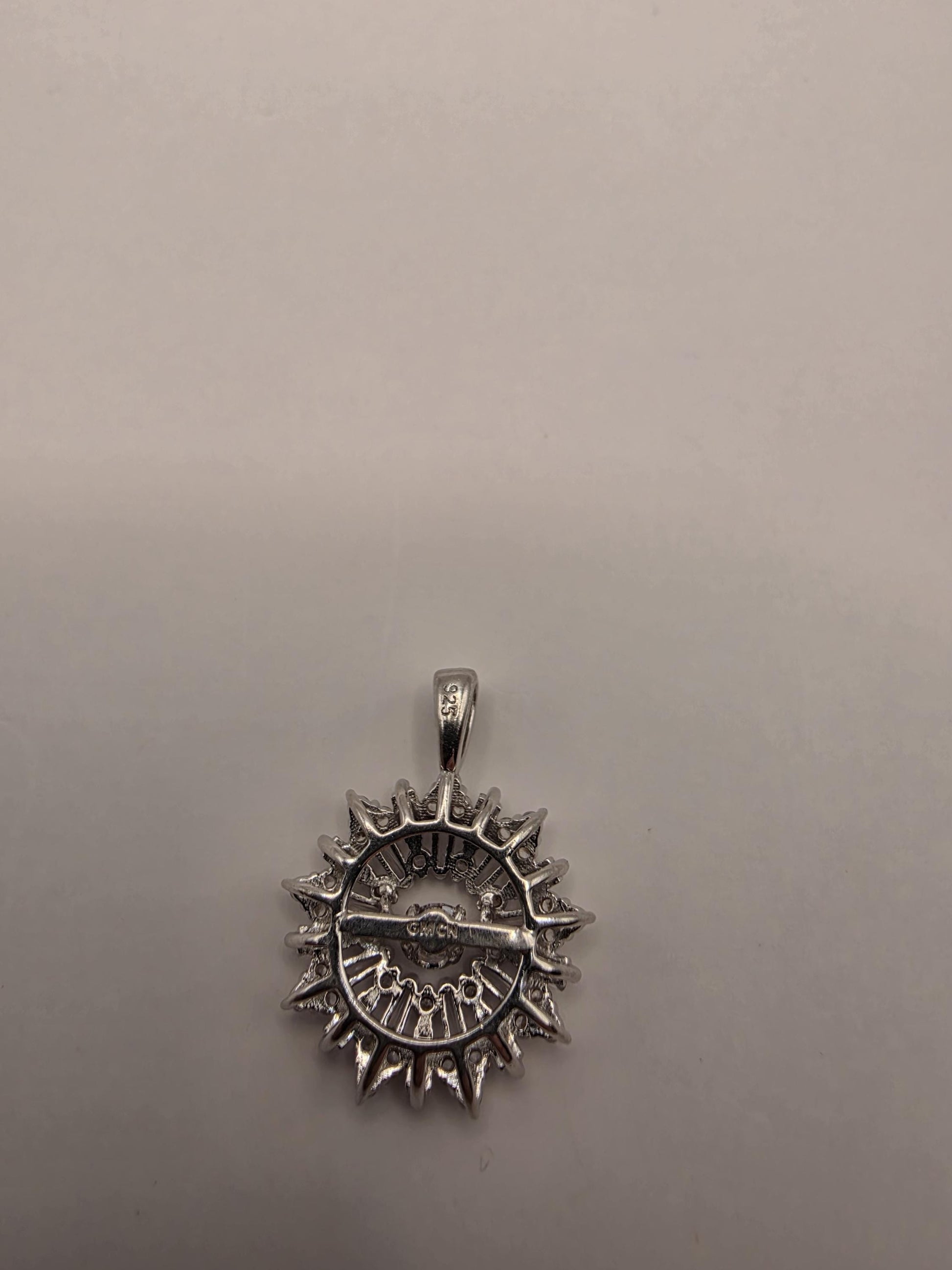 Sterling Silver Starburst Pendant | 925 Silver CZ Sunburst Cluster Charm | Round CZ Necklace Pendant | Charm Pendant Gift