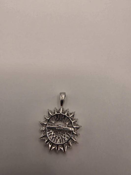 Sterling Silver Starburst Pendant | 925 Silver CZ Sunburst Cluster Charm | Round CZ Necklace Pendant | Charm Pendant Gift