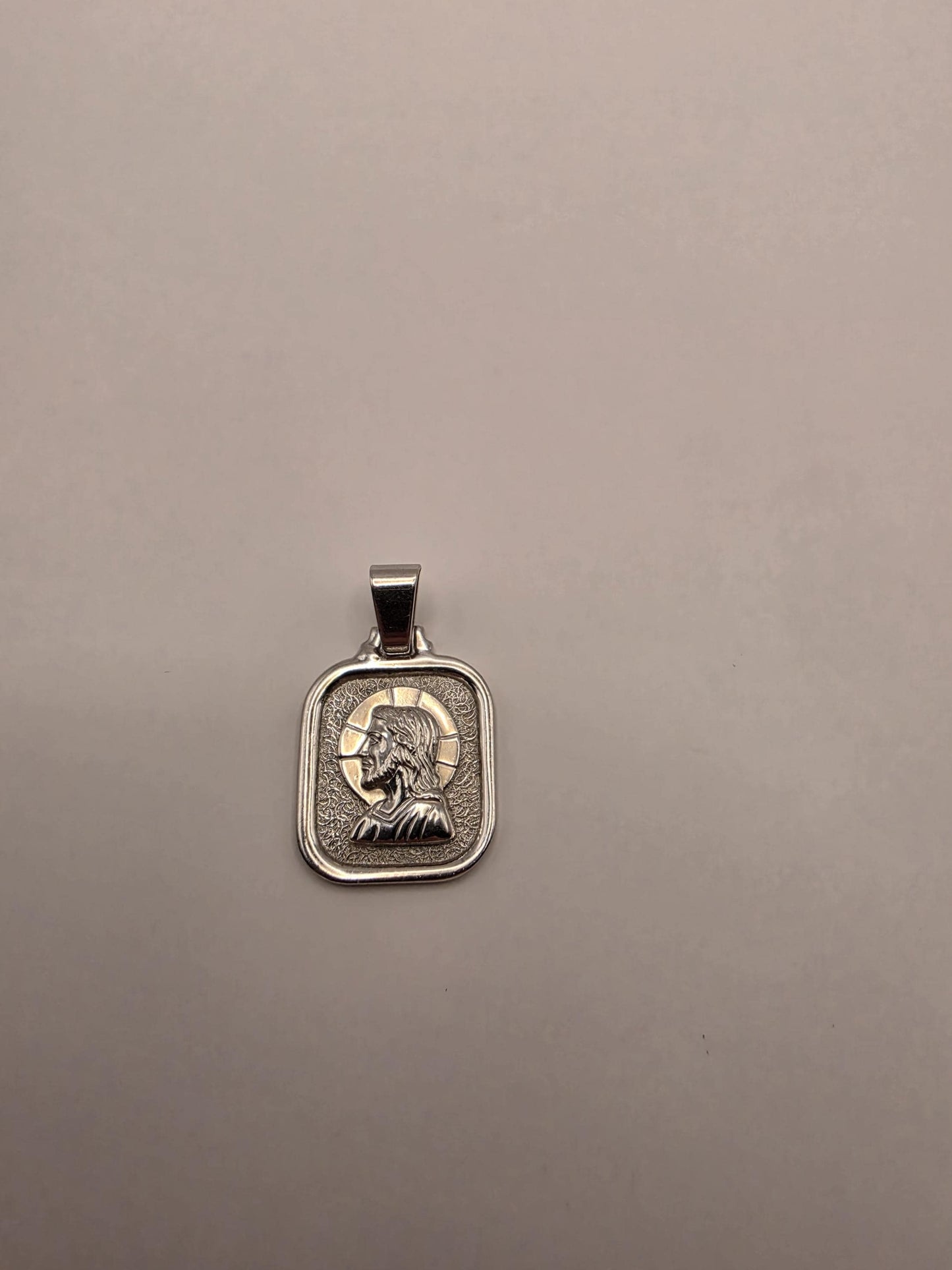 Sterling Silver Jesus Portrait Pendant | 925 Silver Jesus Profile Medal | Religious Jesus Necklace Pendant