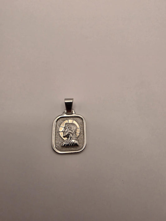 Sterling Silver Jesus Portrait Pendant | 925 Silver Jesus Profile Medal | Religious Jesus Necklace Pendant