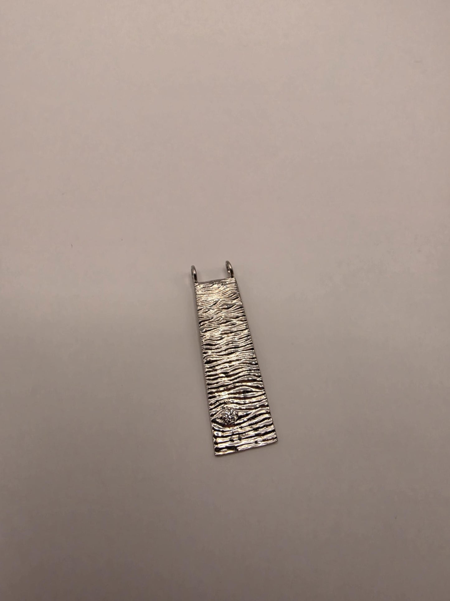Sterling Silver Bar Pendant | 925 Silver Textured Bar Charm | Hammered Silver Necklace Pendant | Charm Pendant Gift
