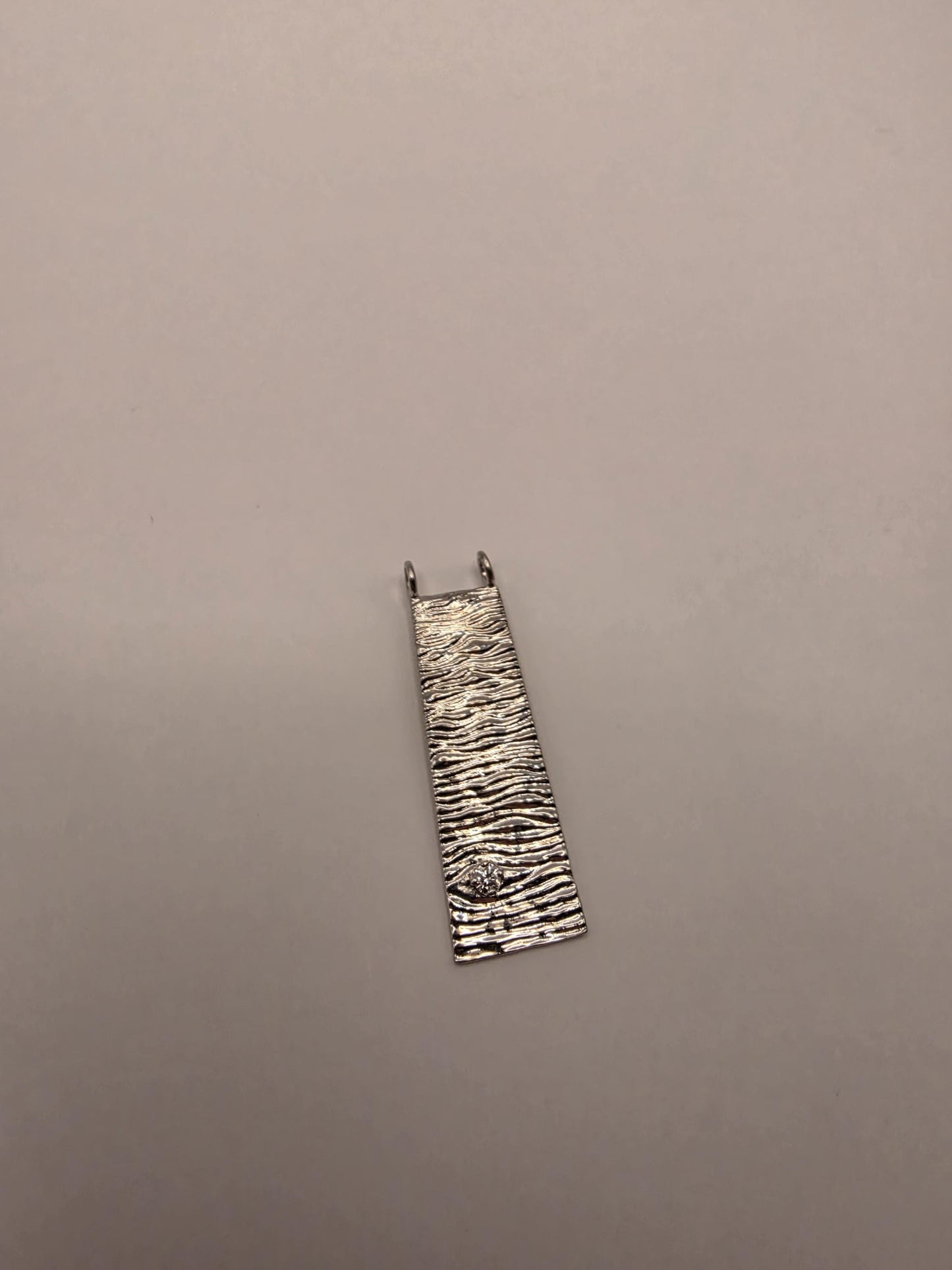 Sterling Silver Bar Pendant | 925 Silver Textured Bar Charm | Hammered Silver Necklace Pendant