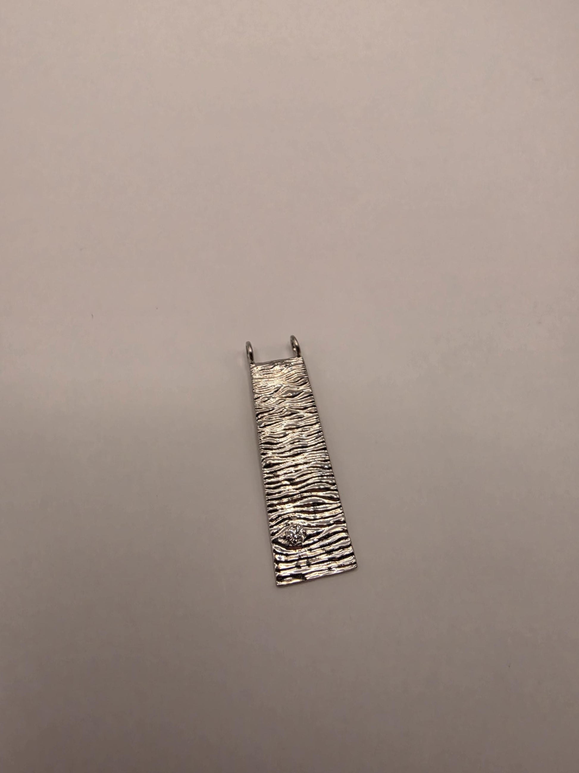 Sterling Silver Bar Pendant | 925 Silver Textured Bar Charm | Hammered Silver Necklace Pendant