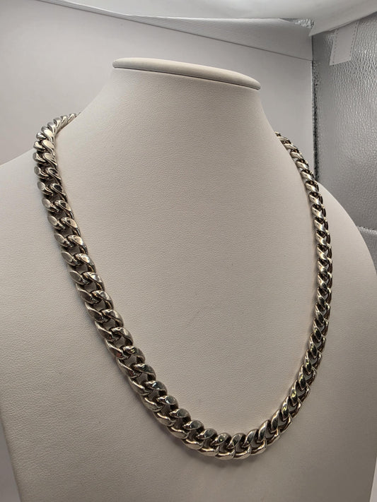Sterling Silver Cuban Link Chain Necklace 22 Inch 10mm Wide Heavy 68.2g Solid 925 Men's Women's