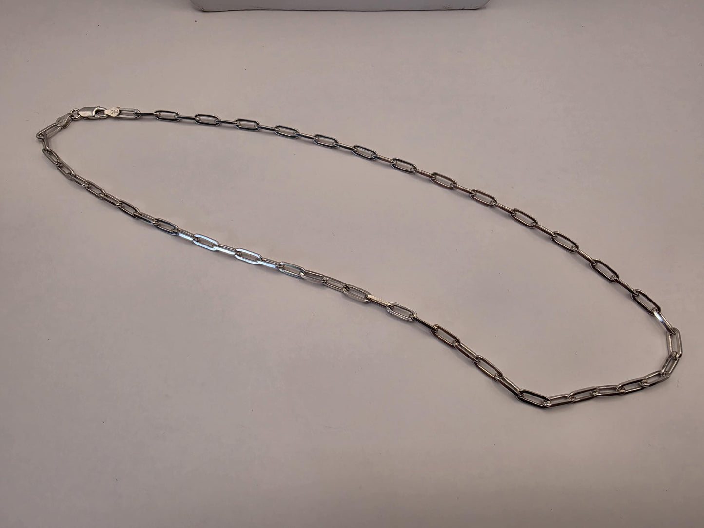 Sterling Silver Paperclip Chain Necklace | 925 Silver | 20 Inch | 3.84mm | Elongated Link Layering Chain | Mens Womens Unisex