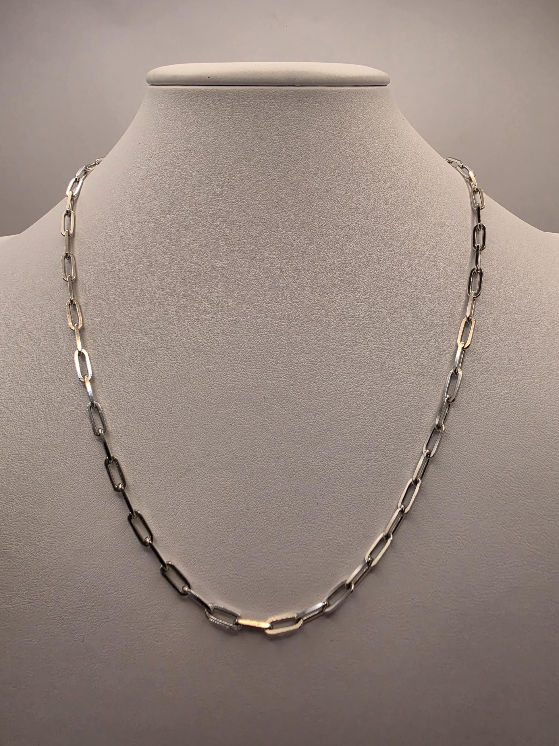 Sterling Silver Paperclip Chain Necklace | 925 Silver | 20 Inch | 3.84mm | Elongated Link Layering Chain | Mens Womens Unisex