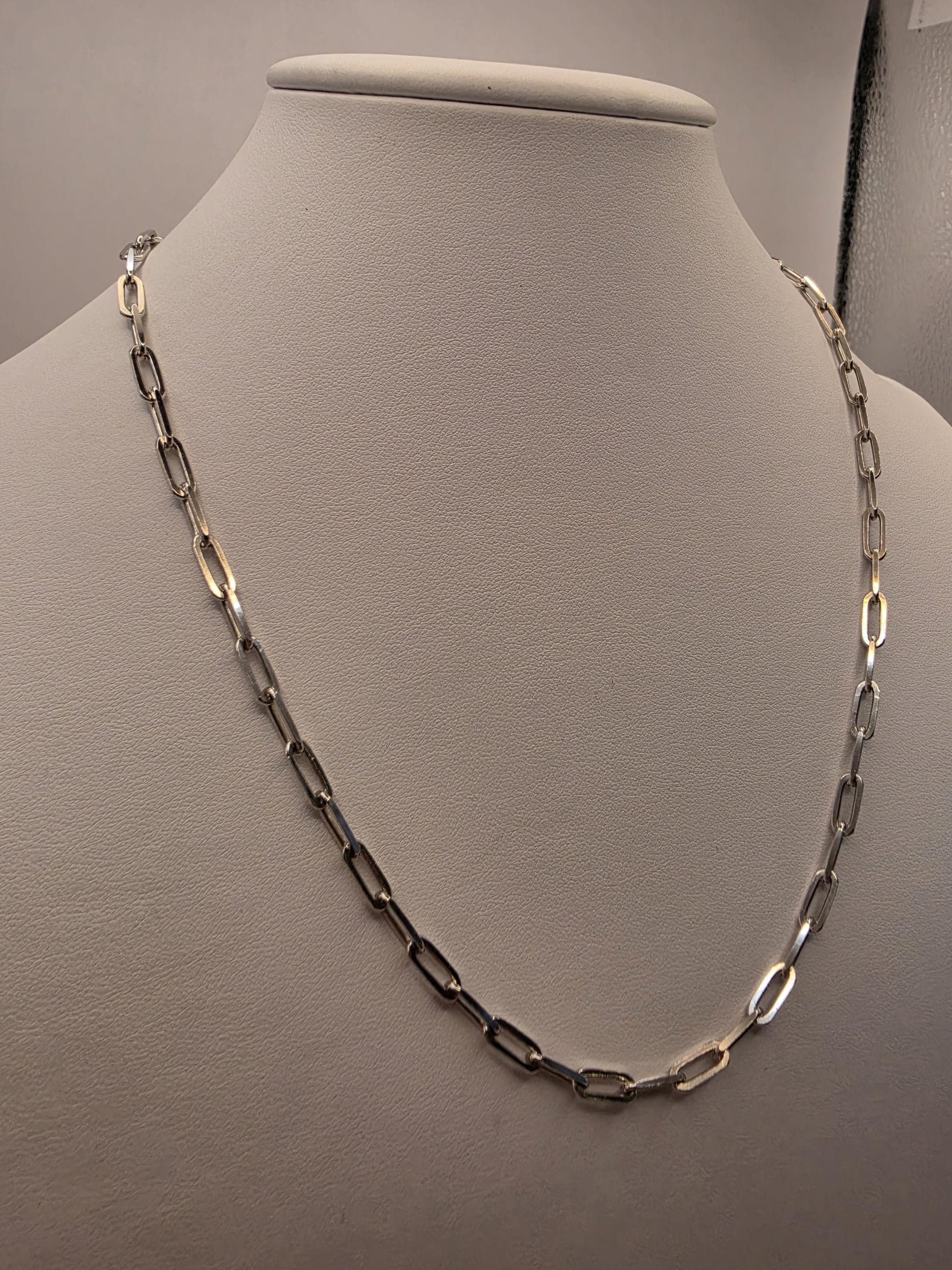 Sterling Silver Paperclip Chain Necklace | 925 Silver | 20 Inch | 3.84mm | Elongated Link Layering Chain | Mens Womens Unisex