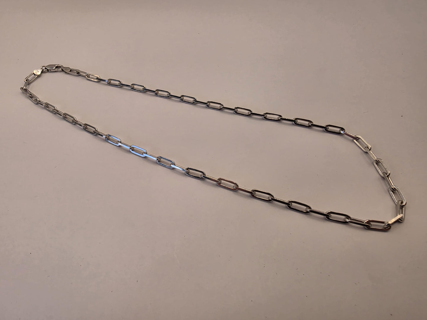 Sterling Silver Paperclip Chain Necklace | 925 Silver | 18 Inch | 4mm | Chunky Elongated Link | Mens Womens Unisex Chain