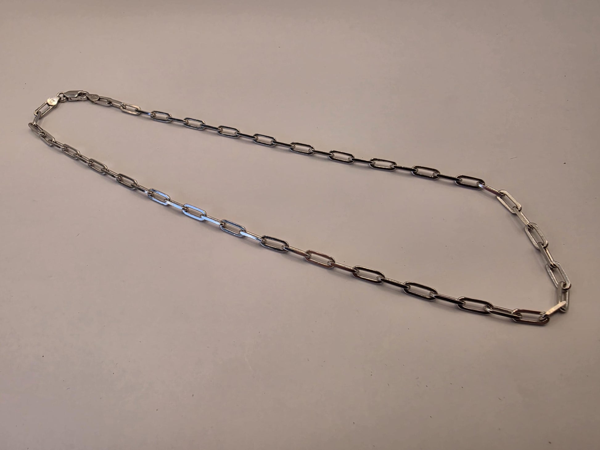 Sterling Silver Paperclip Chain Necklace | 925 Silver | 18 Inch | 4mm | Chunky Elongated Link | Mens Womens Unisex Chain