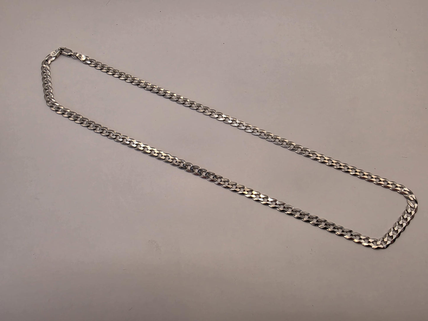 Sterling Silver Curb Chain Necklace | 925 Silver | 18 Inch | 4.62mm | Flat Cuban Link | Mens Womens Unisex Chain