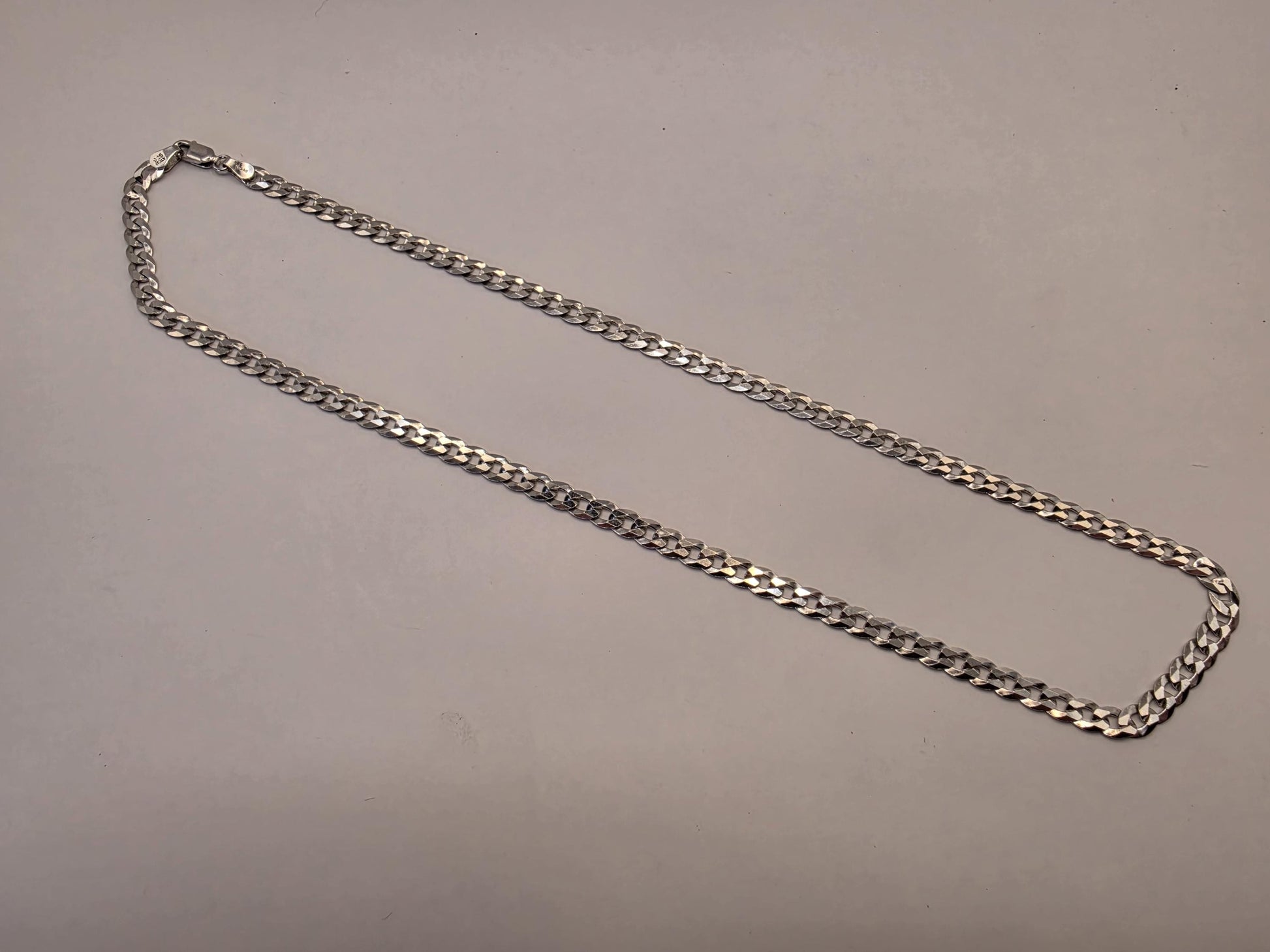 Sterling Silver Curb Chain Necklace | 925 Silver | 18 Inch | 4.62mm | Flat Cuban Link | Mens Womens Unisex Chain