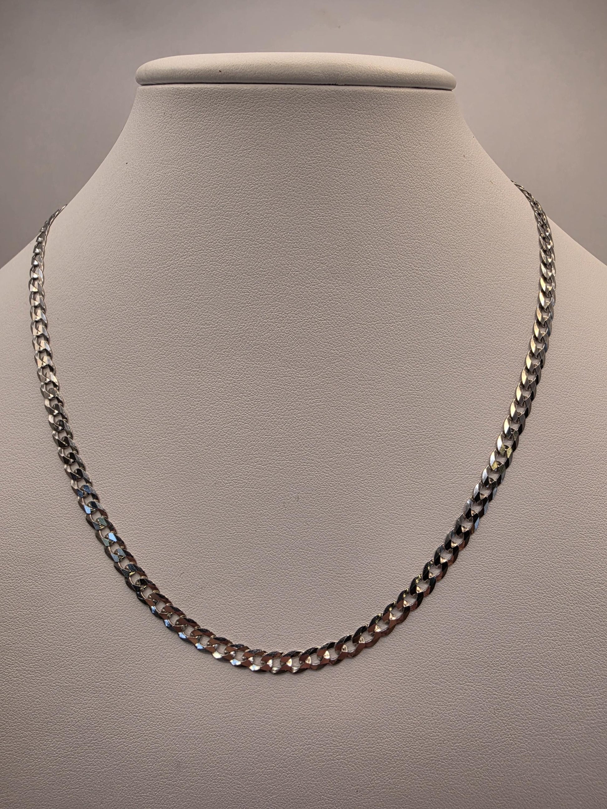 Sterling Silver Curb Chain Necklace | 925 Silver | 18 Inch | 4.62mm | Flat Cuban Link | Mens Womens Unisex Chain