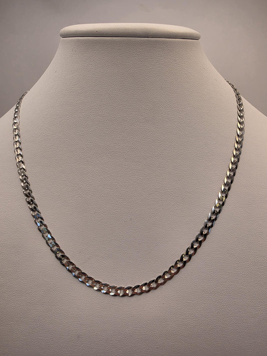 Sterling Silver Curb Chain Necklace | 925 Silver | 18 Inch | 4.62mm | Flat Cuban Link | Mens Womens Unisex Chain