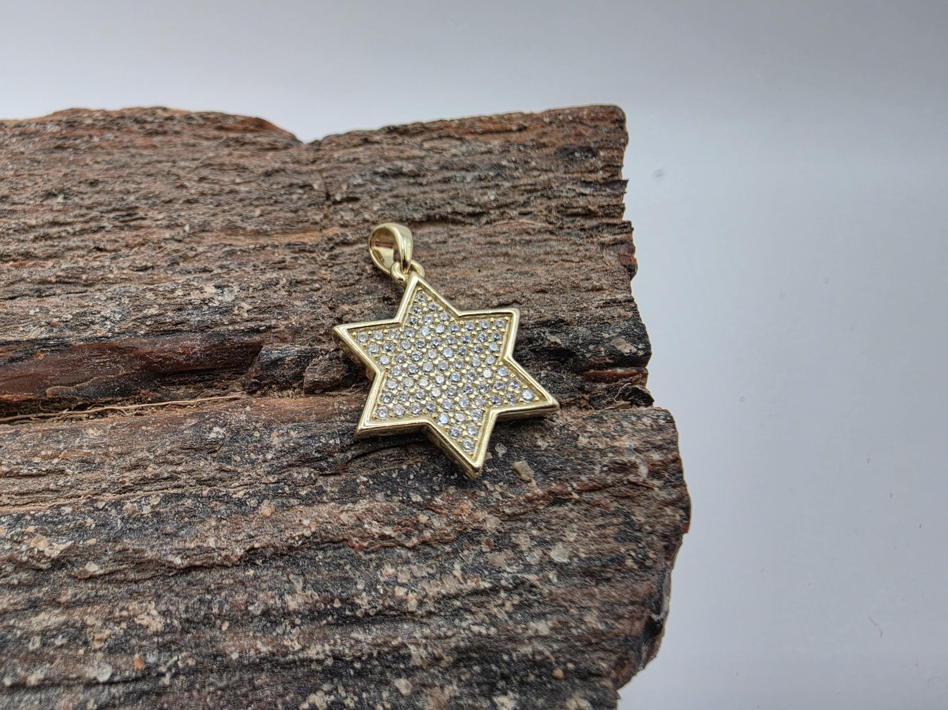 Gold Plated Sterling Silver Pave CZ Star of David Pendant 19mm Solid Iced Out 925 Jewish Jewelry 2g