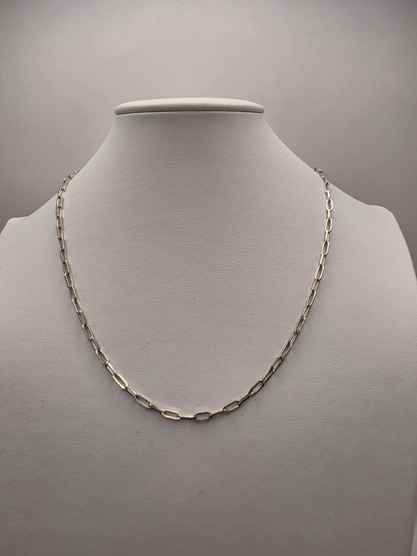 Sterling Silver Paperclip Chain Necklace | 925 Silver | 20 Inch | 3.3mm | Elongated Link Layering Chain | Unisex