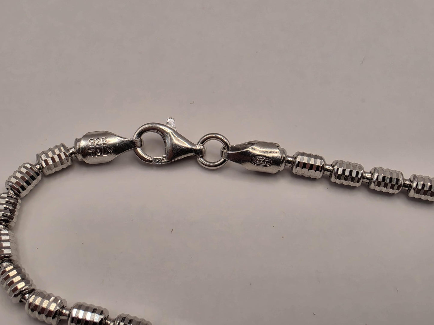 Sterling Silver Beaded Bar Chain Necklace | 925 Silver | 22 Inch | 2.93mm | Diamond Cut Link | Mens Womens Unisex