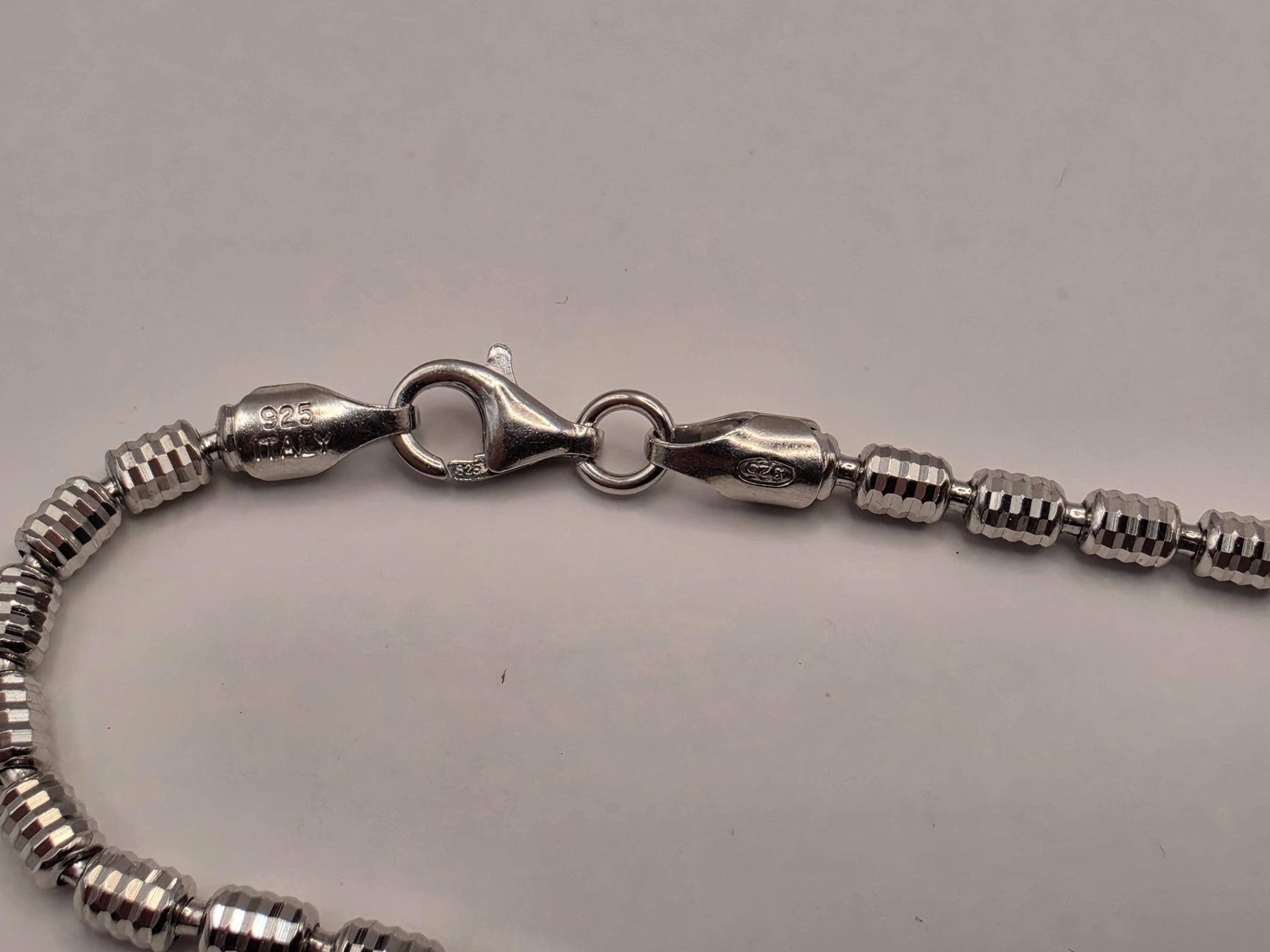 Sterling Silver Beaded Bar Chain Necklace | 925 Silver | 22 Inch | 2.93mm | Diamond Cut Link | Mens Womens Unisex