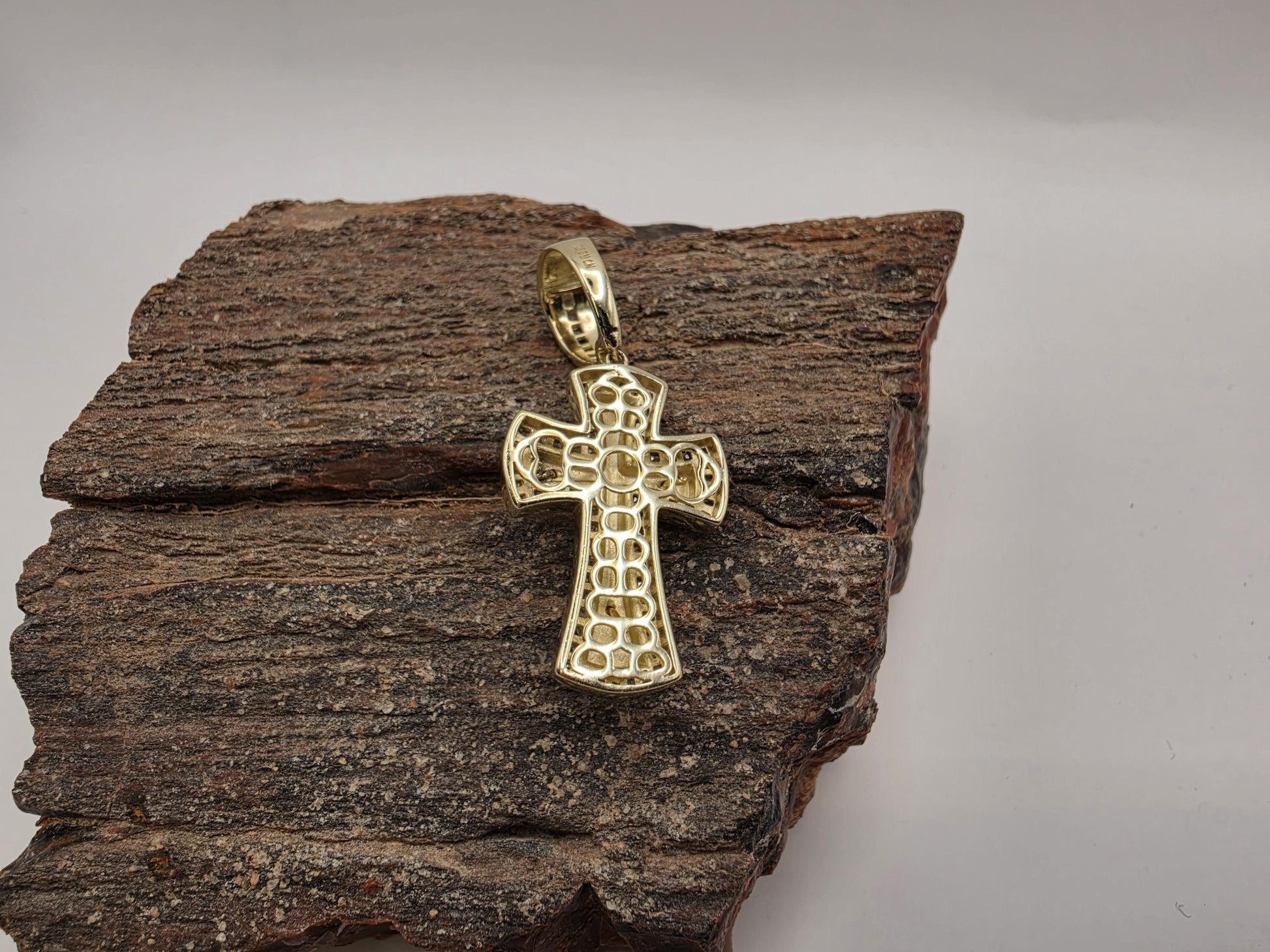 Gold Plated Sterling Silver Baguette CZ Crucifix Pendant 27mm x 19mm Iced Out 925 Religious Jewelry 8g