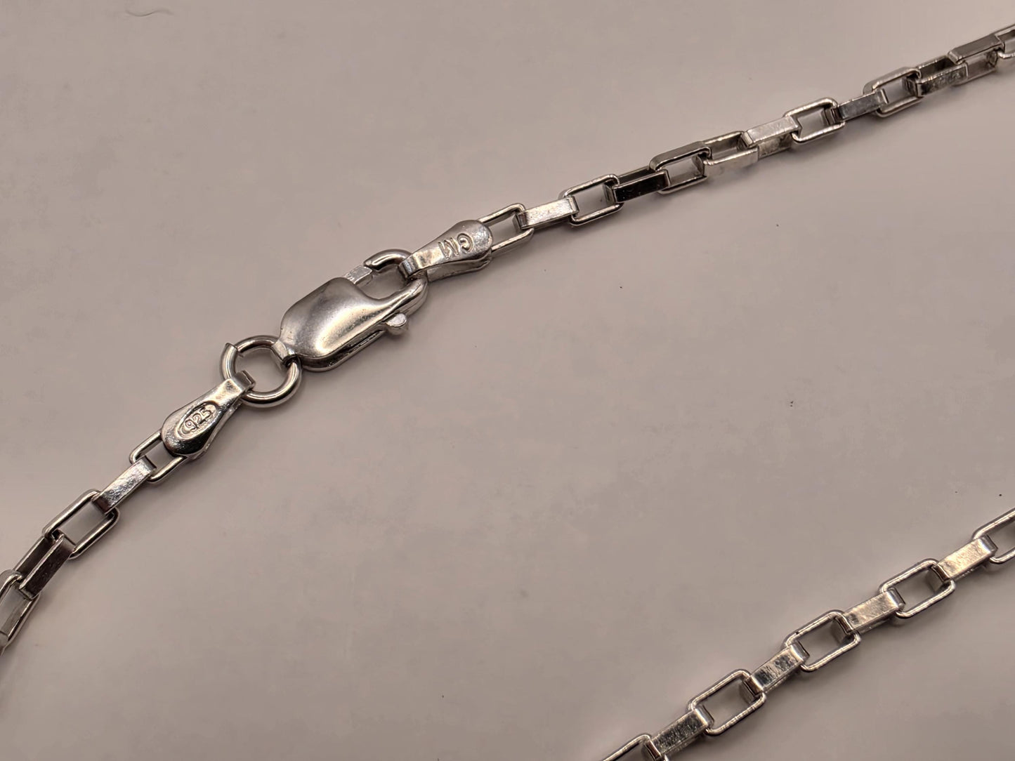 Sterling Silver Box Chain Necklace | 925 Silver | 20 Inch | 2.16mm | Elongated Box Link | Mens Womens Unisex Chain