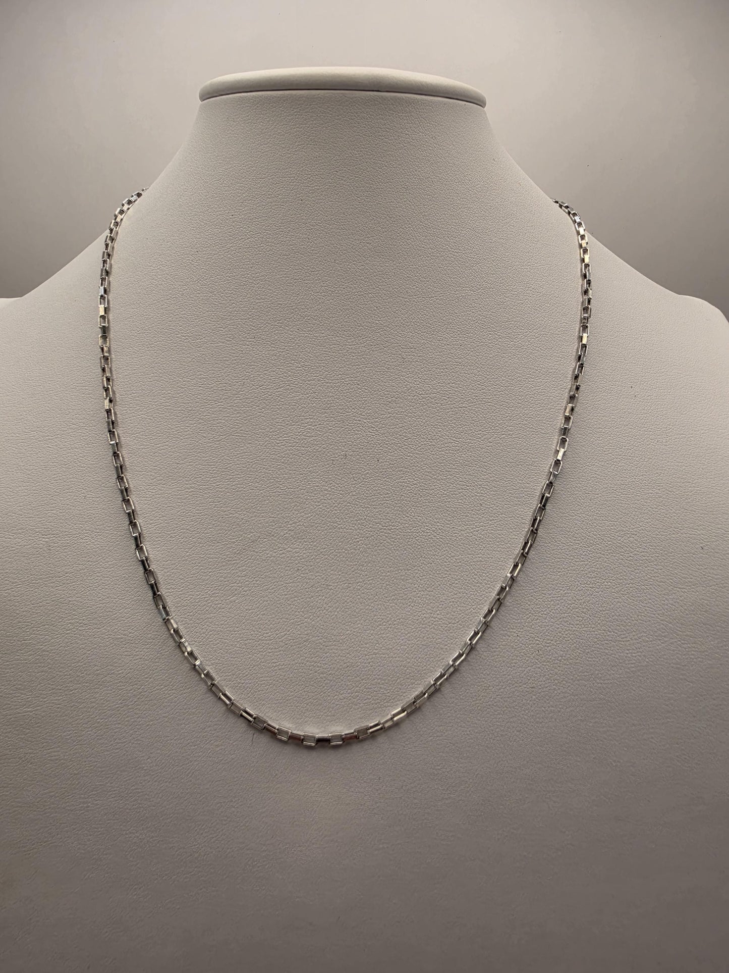 Sterling Silver Box Chain Necklace | 925 Silver | 20 Inch | 2.16mm | Elongated Box Link | Mens Womens Unisex Chain