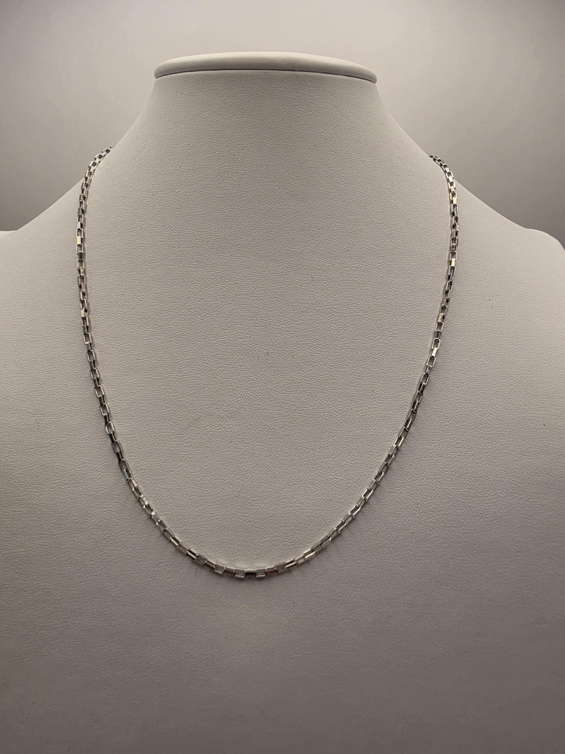 Sterling Silver Box Chain Necklace | 925 Silver | 20 Inch | 2.16mm | Elongated Box Link | Mens Womens Unisex Chain