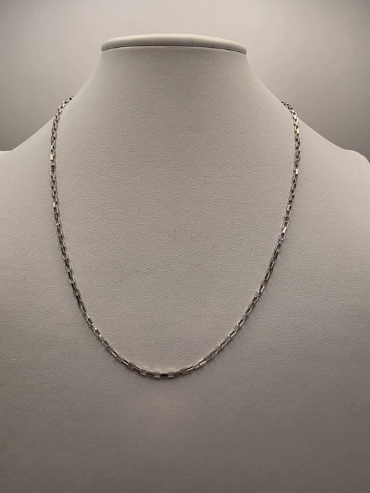 Sterling Silver Box Chain Necklace | 925 Silver | 20 Inch | 2.16mm | Elongated Box Link | Mens Womens Unisex Chain