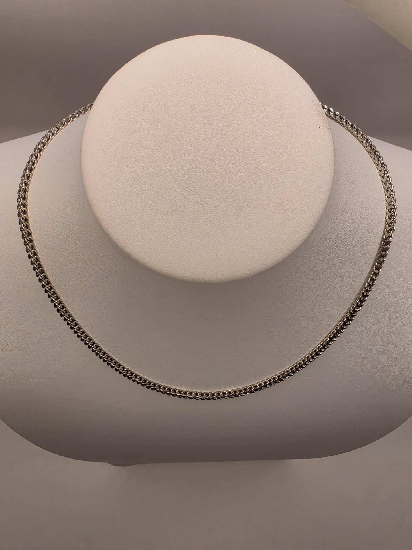 Sterling Silver Franco Chain Necklace | 925 Silver | 18 Inch | 2.55mm | Box Weave | Mens Womens Unisex Chain