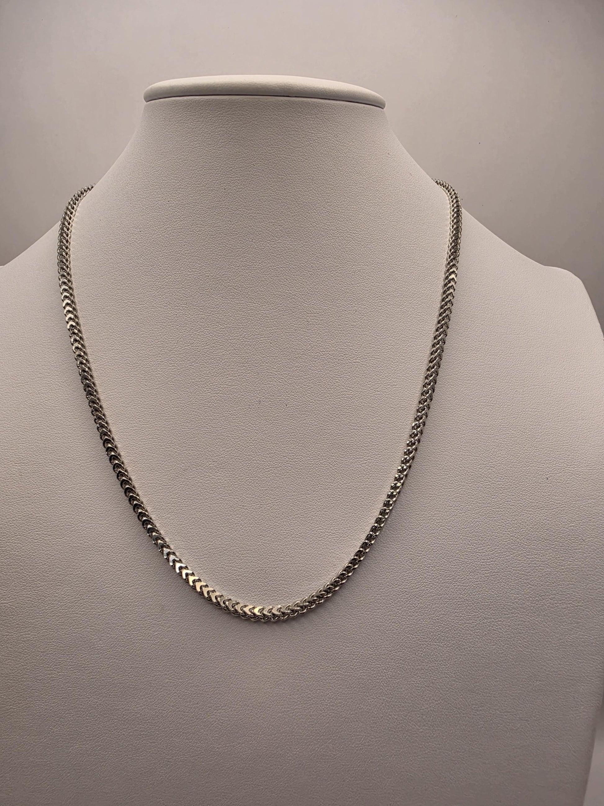 Sterling Silver Franco Chain Necklace | 925 Silver | 20 Inch | 2.9mm | Box Weave | Mens Womens Unisex Chain