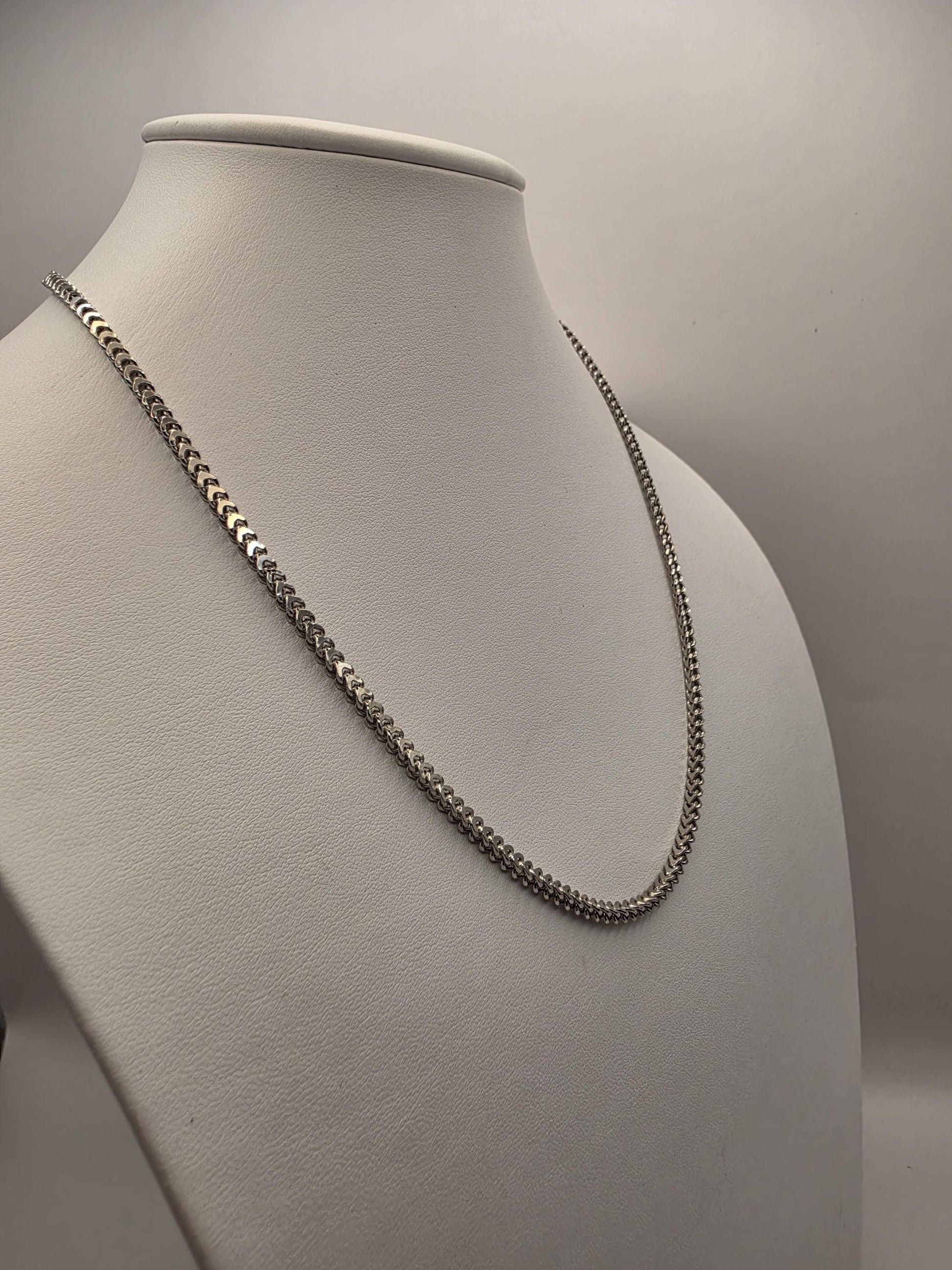 Sterling Silver Franco Chain Necklace | 925 Silver | 20 Inch | 2.9mm | Box Weave | Mens Womens Unisex Chain