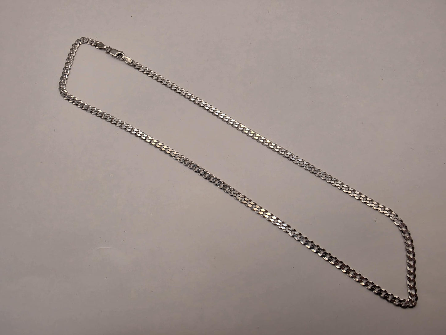 Sterling Silver Curb Chain Necklace | 925 Silver | 18 Inch | 3.75mm | Flat Cuban Link | Mens Womens Unisex Chain
