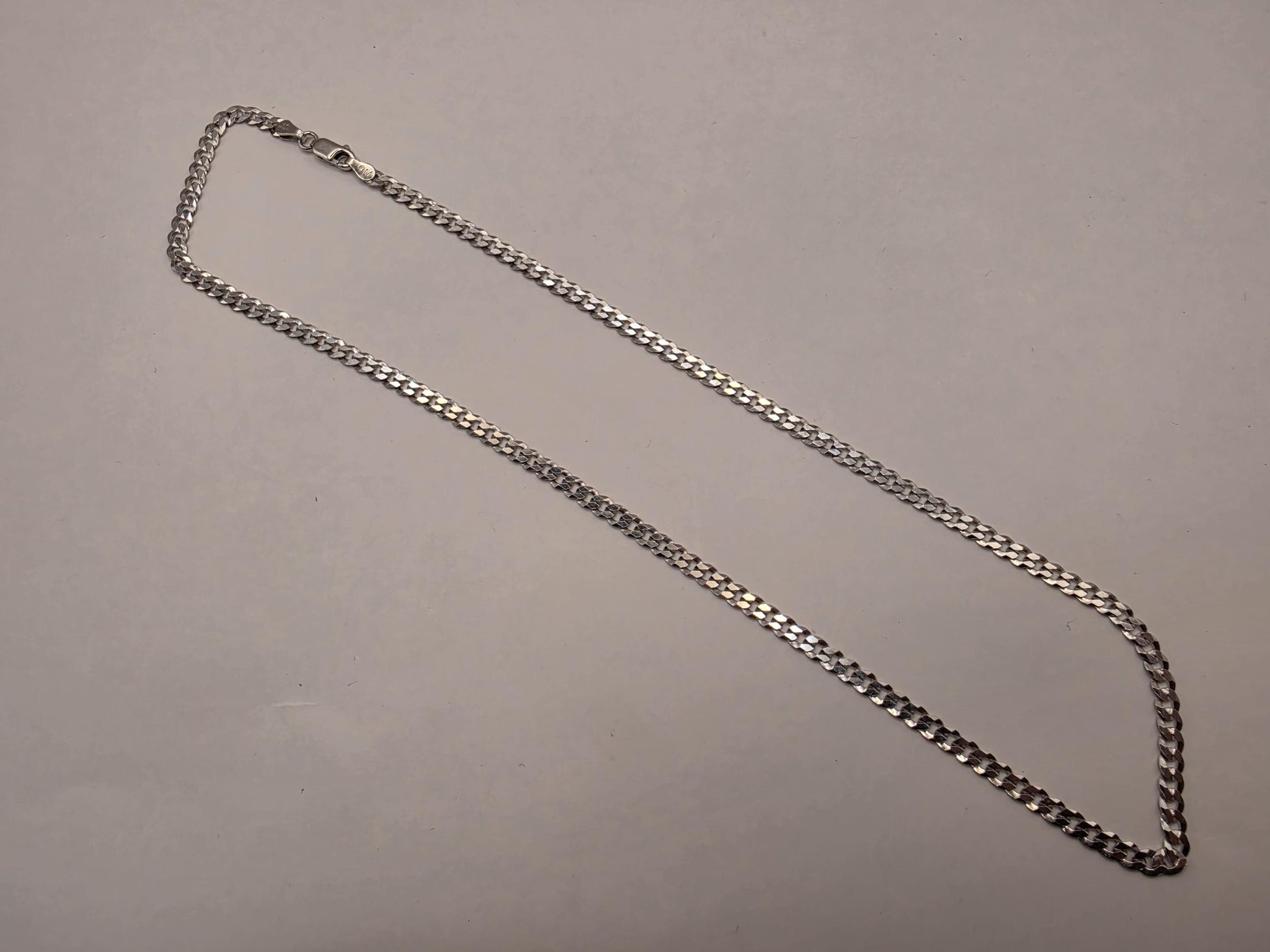 Sterling Silver Curb Chain Necklace | 925 Silver | 18 Inch | 3.75mm | Flat Cuban Link | Mens Womens Unisex Chain