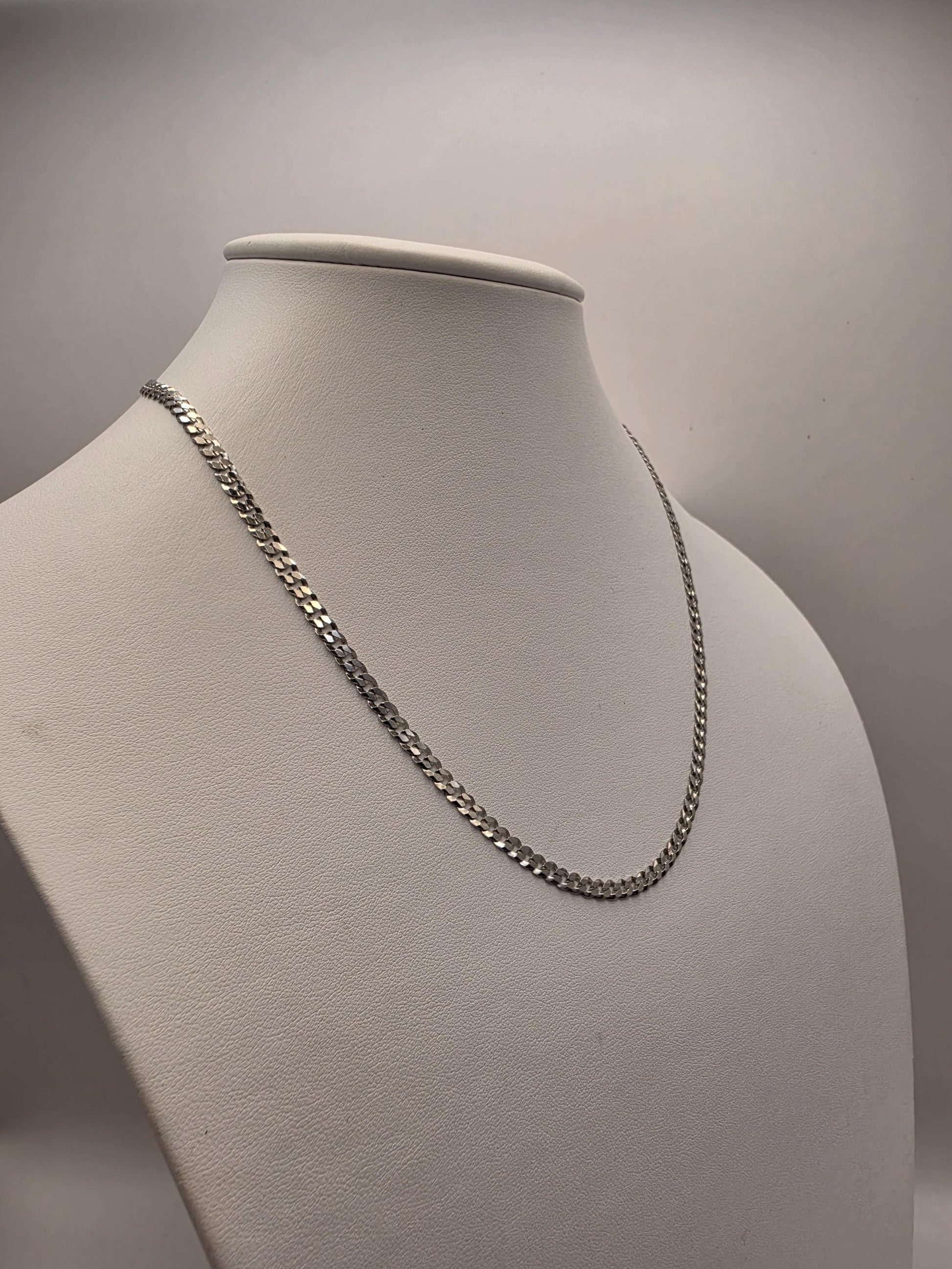 Sterling Silver Curb Chain Necklace | 925 Silver | 18 Inch | 3.75mm | Flat Cuban Link | Mens Womens Unisex Chain