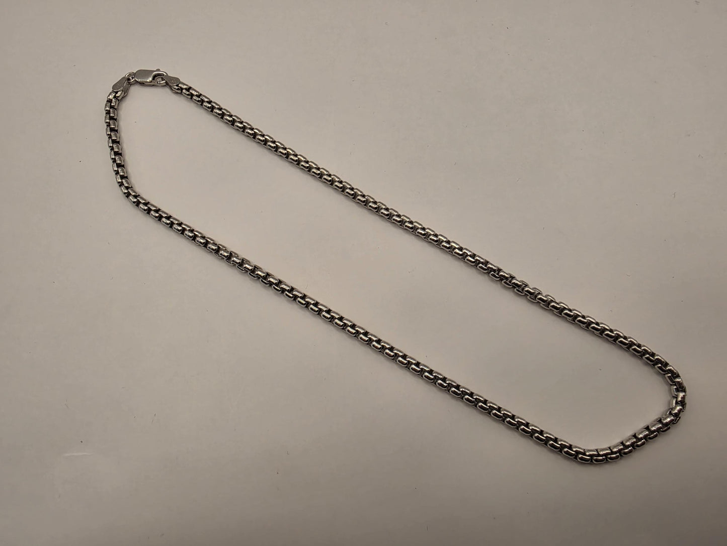 Sterling Silver Box Chain Necklace | 925 Silver | 16 Inch | 3.75mm | Rounded Box Link | Mens Womens Unisex Chain