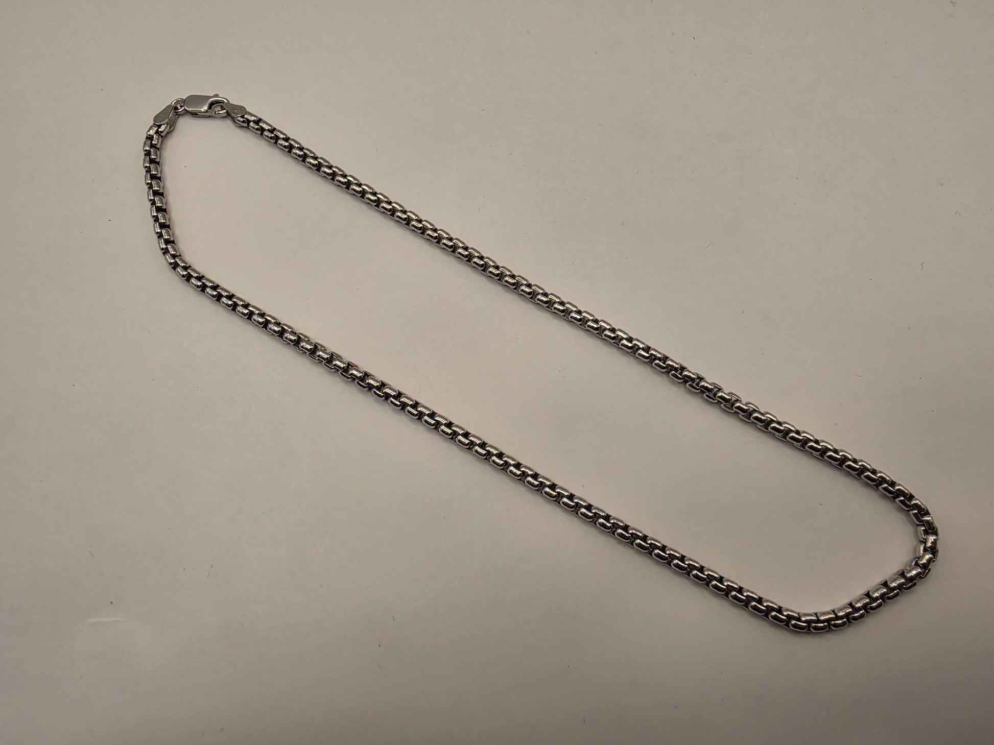 Sterling Silver Box Chain Necklace | 925 Silver | 16 Inch | 3.75mm | Rounded Box Link | Mens Womens Unisex Chain