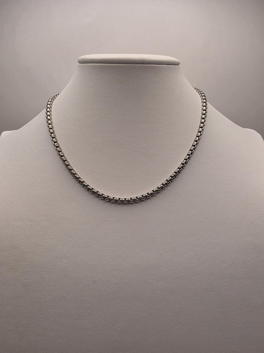 Sterling Silver Box Chain Necklace | 925 Silver | 16 Inch | 3.75mm | Rounded Box Link | Mens Womens Unisex Chain