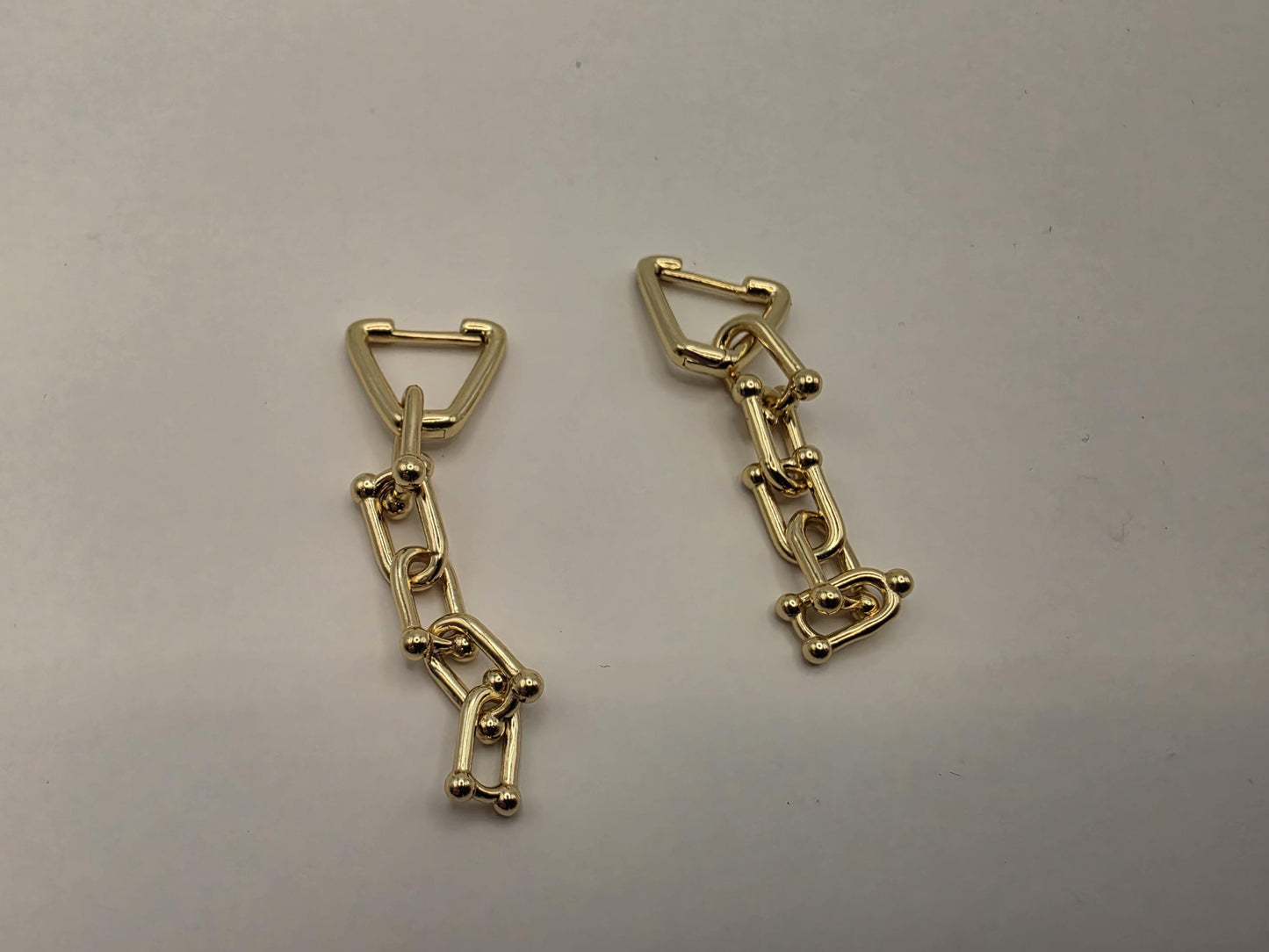 Gold Plated Sterling Silver Paperclip Chain Link Drop Earrings 38mm x 13mm Dangle 925 Womens 7.1g