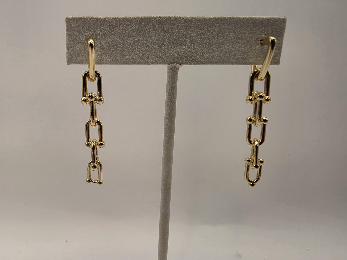 Gold Plated Sterling Silver Paperclip Chain Link Drop Earrings 38mm x 13mm Dangle 925 Womens 7.1g